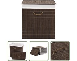 vidaXL Bamboewasmand - Wasmand - Wasmand rechthoekig bamboe donkerbruin - Ronde Wasmand - Bruine Wasmand - Grote Wasmand