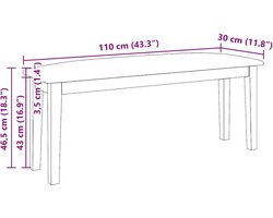 vidaXL - Bank - 110 - cm - massief - hout - rubber - bruin
