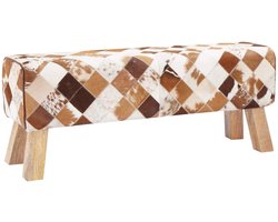 vidaXL - Bank - 110 - x - 30 - x - 45 - cm - Echt - Leer - Bruin - patchwork