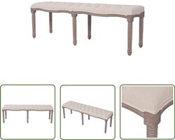 vidaXL Bank 150x40x48 cm - Linnen & Hout - Crèmewit Antiek Bank - Vintage Bank - Stoffen Bank - Bankstellen - Salonbank