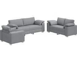 vidaXL - Bank - 3 - pcs - Lichtgrijs - Linnenmix - Stoffen