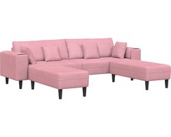 vidaXL - Bank - 3 - st - Roze - Fluweel