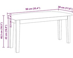 vidaXL - Bank - 90 - cm - massief - hout - rubber - wit