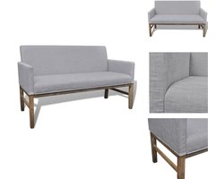 vidaXL Bank - Banken - Bankje - Bankjes - Bank met gevoerde kussens stof rubberwood lichtgrijs