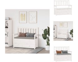 vidaXL Bank - Banken - Bankje - Parkbank - Bankje 112,5x51,5x96,5 cm massief grenenhout wit