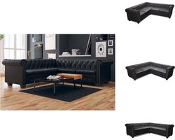 vidaXL Bank - Banken - Sofa - Sofas - Hoekbank 5-zits Chesterfield-stijl kunstleer zwart