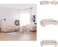 vidaXL Bank - Banken - Zitbank - Zitbanken - 2-delig Bankstel stof crème