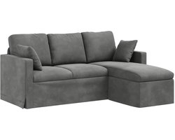 vidaXL - Bank - Donkergrijs - 198 - x - 134 - x - 80 - cm - Fluweel