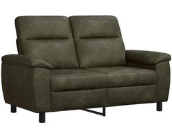 vidaXL - Bank - Leger - Groen - 158 - x - 90 - x - 95 - cm - Kunst - Suède - Leer