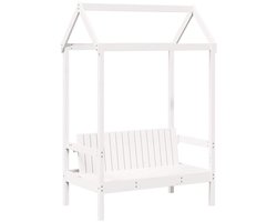 vidaXL - Bank - met - dak - 117,5x70x176,5 - cm - massief - grenenhout - wit