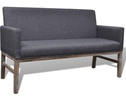 vidaXL - Bank - met - gevoerde - kussens - stof - rubberwood - donkergrijs