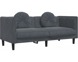 vidaXL - Bank - met - kussens - 2-zits - fluweel - donkergrijs