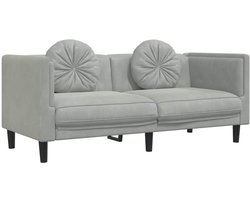 vidaXL - Bank - met - kussens - 2-zits - fluweel - lichtgrijs