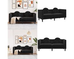 vidaXL Bank met kussens 2-zits fluweel zwart - Bank - Banken - 2-zitsbank - Loveseat