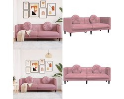 vidaXL Bank met kussens 3-zits fluweel roze - Bank - Banken - Sofa - Tuinbank