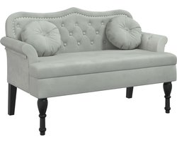 vidaXL - Bank - met - kussens - lichtgrijs - 120,5x65x75 - cm - fluweel