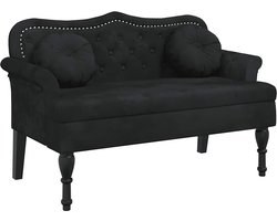 vidaXL - Bank - met - kussens - zwart - 120,5x65x75 - cm - fluweel