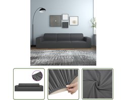 vidaXL Bankbeschermer - Vijzitsbankhoezen - Vierzitsbankhoes stretch polyester jersey antracietkleurig - Antraciet Bankhoes - Stoffen Bankhoes - Jersey Bankhoes