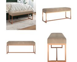 vidaXL - Bankje - 110x36x45 - cm - fluweel - beige