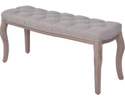 vidaXL - Bankje - 110x38x48 - cm - linnen - massief - hout - donkergrijs