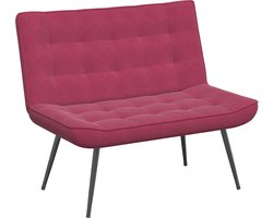 vidaXL - Bankje - 110x74x84 - cm - fluweel - wijnrood