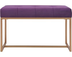 vidaXL Bankje - 80 cm - Fluweel - Paars en Goud Halbankje - Velvet Bank - Paarse Bank - Design Bank - Banks