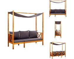 vidaXL Bankje - Bankjes - Bank - Banken - Tuinbank met luifel massief acaciahout