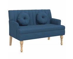 vidaXL Bankje - Bankjes - Halbankje - Gangbankje - Bankje met kussens 113x64,5x75,5 cm stof blauw