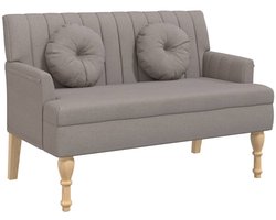 vidaXL Bankje - Bankjes - Halbankje - Gangbankje - Bankje met kussens 113x64,5x75,5 cm stof taupe