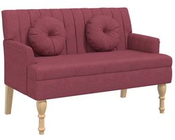 vidaXL Bankje - Bankjes - Halbankje - Gangbankje - Bankje met kussens 113x64,5x75,5 cm stof wijnrood