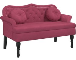 vidaXL Bankje - Bankjes - Halbankje - Gangbankje - Bankje met kussens 120,5x65x75 cm fluweel wijnrood