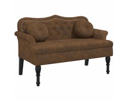 vidaXL Bankje - Bankjes - Halbankje - Gangbankje - Bankje met kussens 120,5x65x75 cm kunstsuèdeleer bruin