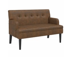 vidaXL Bankje - Bankjes - Halbankje - Gangbankje - Bankje met rugleuning 112x65,5x75 cm kunstsuèdeleer bruin
