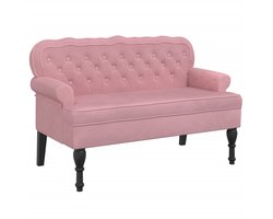 vidaXL Bankje - Bankjes - Halbankje - Gangbankje - Bankje met rugleuning 119,5x64,5x75 cm fluweel roze