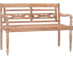 vidaXL - Bankje - Batavia - 120 - cm - massief - teakhout - met - whitewash - afwerking