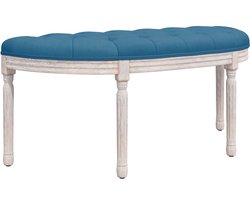 vidaXL Bankje - Fluweel - Blauw - 110,5x45x49 cm Halbankje - Vintage Meubilair - Blauwe Bank - Fluweel Bank - Salontafel