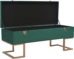 vidaXL Bankje - Fluweel - Groen - 105 cm - Met Opbergruimte Fluwelen Bank - Bank Met Opbergvak - Groene Bank - Design Bank - Stoffen Bank