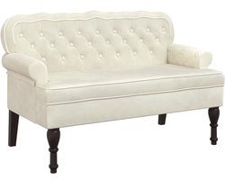 vidaXL Bankje - Halbankje - Gangbankje - Bankje Gang - Bankje met rugleuning 119,5x64,5x75 cm fluweel crèmekleurig