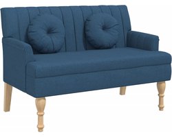 vidaXL - Bankje - met - kussens - 113x64,5x75,5 - cm - stof - blauw