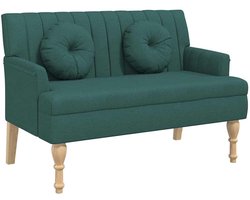 vidaXL Bankje met kussens 113x64,5x75,5 cm stof donkergroen - Bankje - Bankjes - Halbankje - Gangbankje