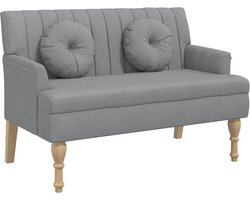 vidaXL - Bankje - met - kussens - 113x64,5x75,5 - cm - stof - lichtgrijs
