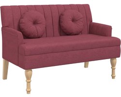 vidaXL - Bankje - met - kussens - 113x64,5x75,5 - cm - stof - wijnrood