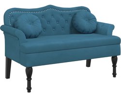 vidaXL - Bankje - met - kussens - 120,5x65x75 - cm - fluweel - blauw