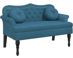 vidaXL Bankje met kussens 120,5x65x75 cm fluweel blauw - Bankje - Bankjes - Halbankje - Gangbankje