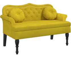 vidaXL - Bankje - met - kussens - 120,5x65x75 - cm - fluweel - geel
