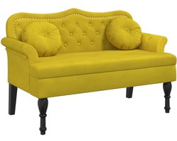 vidaXL Bankje met kussens 120,5x65x75 cm fluweel geel - Bankje - Bankjes - Halbankje - Gangbankje