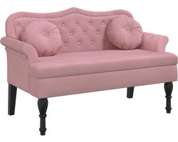 vidaXL - Bankje - met - kussens - 120,5x65x75 - cm - fluweel - roze
