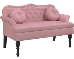 vidaXL Bankje met kussens 120,5x65x75 cm fluweel roze - Bankje - Bankjes - Halbankje - Gangbankje