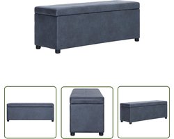 vidaXL Bankje Met Opbergruimte - Opslagbanken - Bankje met opbergvak 116 cm kunstsuède grijs - Grijze Bank - Kunstleder Bank - Woonaccessoires