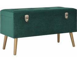 vidaXL - Bankje - met - opbergvak - 80 - cm - fluweel - groen